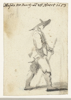 Lopende man, in profiel naar rechts by Moses ter Borch