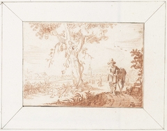 Man met een mand in een landschap by Harmen ter Borch