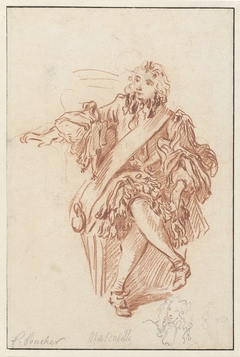 Mascarille, zittend by François Boucher