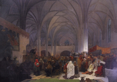 Master Jan Hus Preaching at the Bethlehem Chapel by Alphonse Maria Mucha