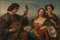 Minstrel and two listening Ladies by Karl Ferdinand Sohn