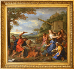 Moïse défend les filles de Jethro by Charles Le Brun