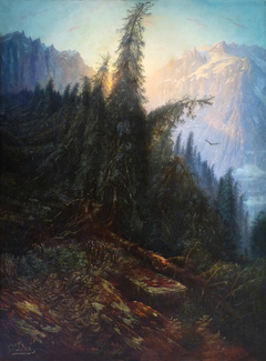 Mountain landscape by Gustave Doré