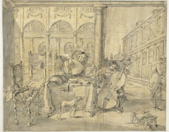 Muzikanten in een loggia by Leonaert Bramer