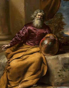 Old man with a sphere. by Gonzales Coques