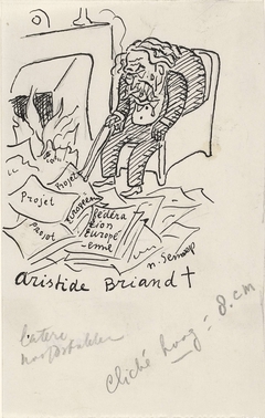 Ontwerp boekillustratie voor Alexander Cohen's Van Anarchie tot Monarchie: Spotprent van Aristide Briand by Leo Gestel