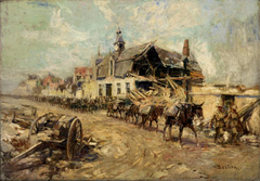 Pack Mules Going Up The Line by Alfred Bastien