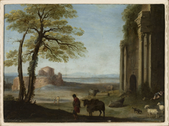 Pastoral landscape by Cornelius van Poelenburgh