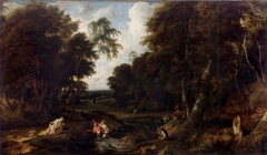 Paysage avec les paysans refoulant Latone by Jacques d'Arthois