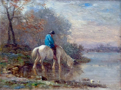 Paysage d'hiver au cheval by Charles Jacque