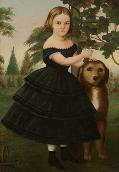 Portrait of a Girl and Her Dog in a Grape Arbor by Susan Waters