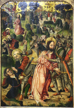 Prière au jardin des oliviers et arrestation du Christ by Master of Palanquinos