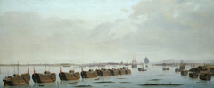 Prison hulks in Portsmouth Harbour by Ambroise Louis Garneray