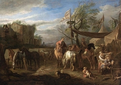 Riders Resting at a Military Encampment by Pieter van Bloemen