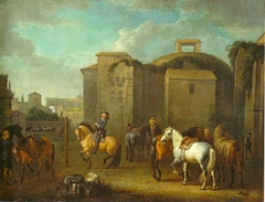 Riding School Before Ancient Ruins by Pieter van Bloemen