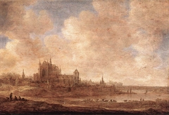 River Landscape with the Hooglandsekerk of Leiden by Jan van Goyen