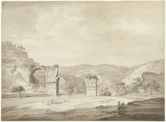 Ruïne van de brug van Augustus te Narni, Italië by Daniël Dupré