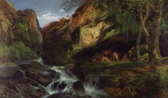 Salvator Rosa Sketching the Banditti by Thomas Moran