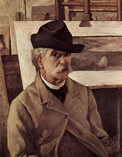 Self-portrait at the easel by Giovanni Fattori