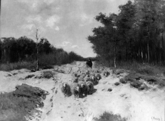 Shepherd and Sheep on a Woodland Road by Anton Mauve