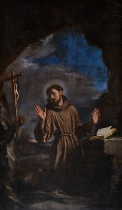 St. Francis in adoration of the crucifix by Guercino