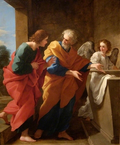 St John and St Peter at the empty tomb of Christ by Giovanni Francesco Romanelli