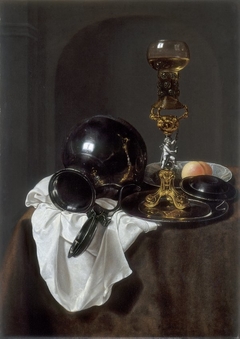 Still Life with Glass of Wine, pewter Jug and other Objects by Jan Treck