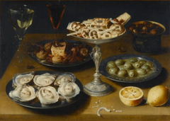 Still-Life with Oysters, Pastries and Fruits by Osias Beert