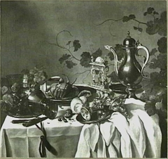 Still life with pitcher, salt cellar and other tableware by Pieter Claesz