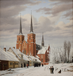 Street in Roskilde. In the Background the Cathedral by Jørgen Roed