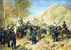 Taking aul Gunib and capturing Shamil on August 25, 1859 by Franz Roubaud