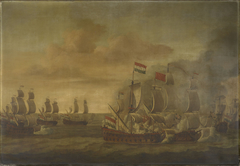 The Action of the Kingfisher with Seven Algerine Ships, 1 June 1681 by Willem van de Velde the Elder