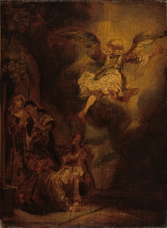 The Angel Leaving Tobias and His Family, after Rembrandt by Richard Parkes Bonington