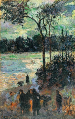 The Fire at the River Bank by Paul Gauguin