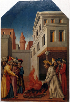 The fire miracle of St. Peter Martyr before the sultan by Antonio Vivarini