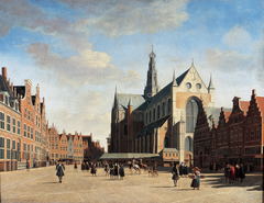 The Grote Markt in Haarlem with the St. Bavo church, seen from the west by Gerrit Adriaenszoon Berckheyde