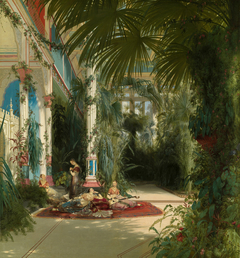 The Interior of the Palm House on the Pfaueninsel Near Potsdam by Carl Blechen