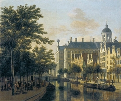 The Nieuwezijds Voorburgswal with the Flower Market, Amsterdam by Gerrit Adriaenszoon Berckheyde