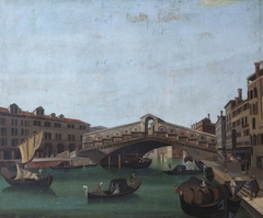 The Rialto Bridge, Venice (imitator of Canaletto) by Anonymous