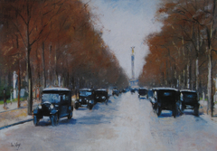 Tiergartenallee mit Siegessäule by Lesser Ury