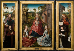 Triptych with Madonna and Saints Catherine and John with donors Jan Pardo and Catharina van Vlamynckpoorte by Anonymous