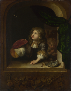 Two Boys blowing Bubbles by Caspar Netscher