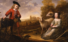 Two Children with a Shepherd in a Landscape by Jacob Gerritsz Cuyp