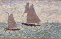 Two Sailboats at Grandcamp (Deux voiliers à Grandcamp) by Georges Seurat