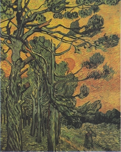 Pine with female figure in the sunset by Vincent van Gogh