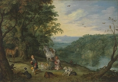 Waldlandschaft mit hl. Hubertus by Jan Brueghel the Younger