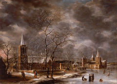 Warmond Castle in a Winter Landscape by Jan Abrahamsz Beerstraaten