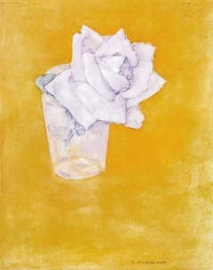 White Rose in a Glass by Piet Mondrian