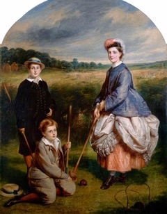 William Middleton (b.1852), John Middleton (b.1855) and Eliza Middleton (b.1848) playing Croquet by William Crawford