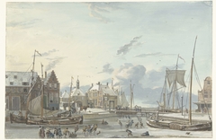 Wintergezicht te Harlingen by Nicolaas Baur